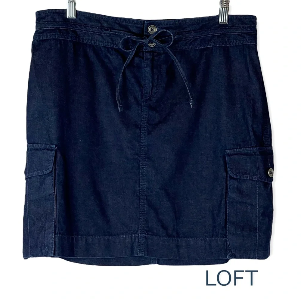 LOFT 100% Cotton Cargo Blue Jean Skirt NWOT